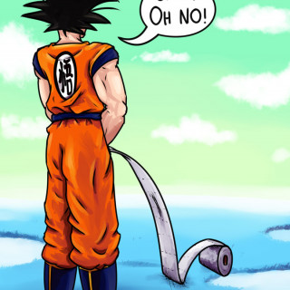 Goku has an incident with toilet paper ~ art by Sauce