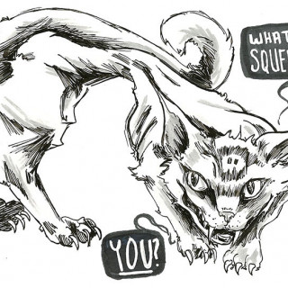 don't squeeze a cat! What if a cat squeezed you? ~ art by Sanguinary Novel