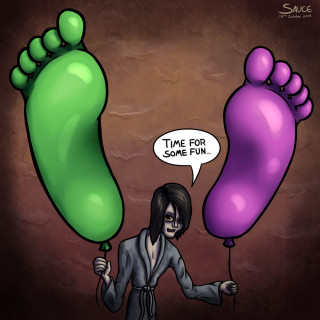 giant inflatable feet balloons ~ art by Sauce
