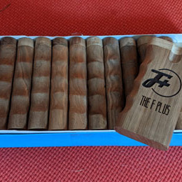 a box of F Plus dugouts on red couch